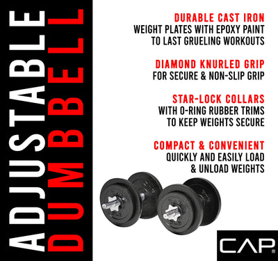 CAP Barbell Adjustable Dumbbell Weight Set | Multiple Options