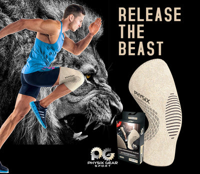 Physix Gear Knee Compression Sleeve for Men & Women - Best Compression Knee Brace for Walking, Running, Gym, Basketball, Weightlifting,Workout, Sports - Knee sleeves Support Compression & Stability