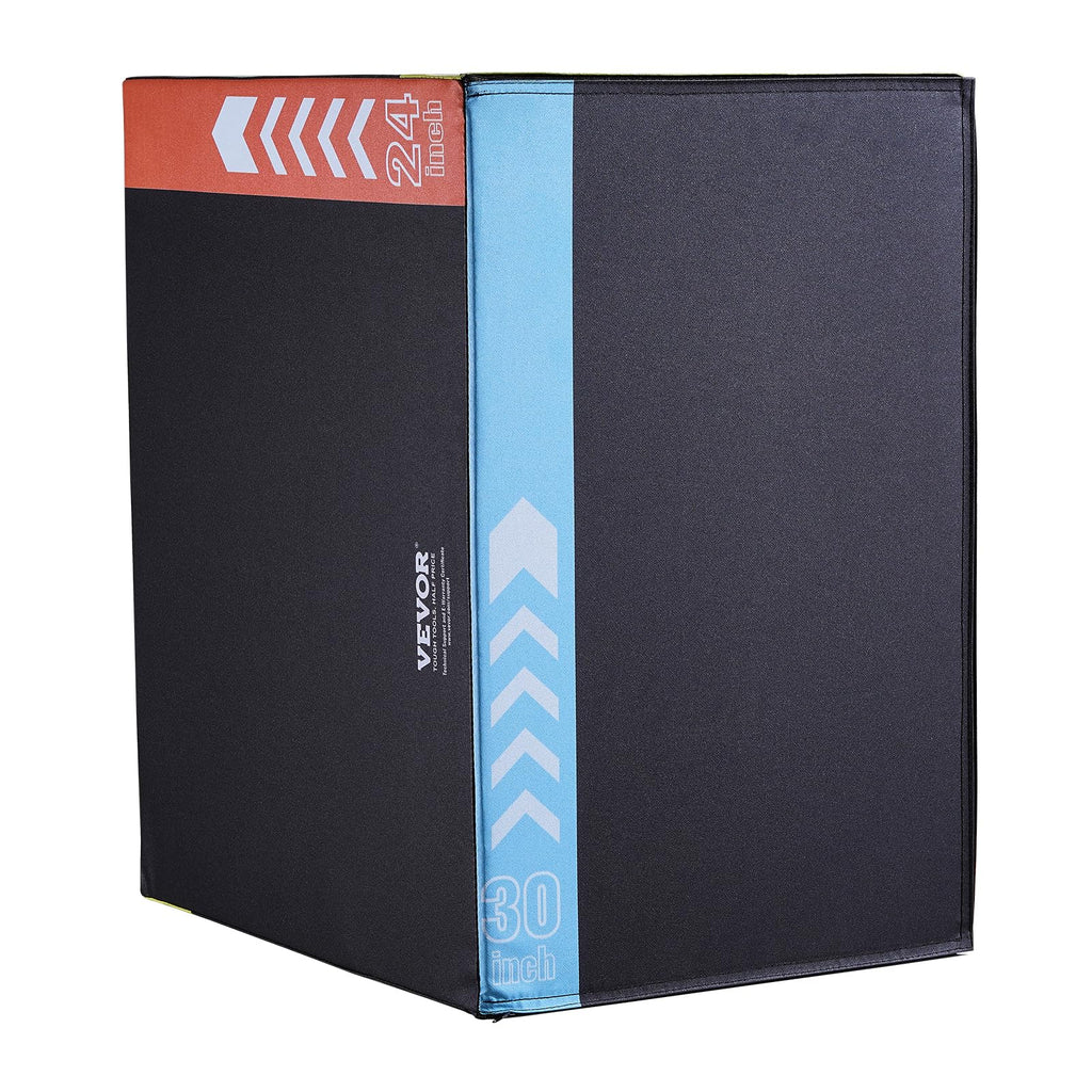 VEVOR 3 in 1 Plyometric Jump Box, Cotton Plyo Box, Platform & Jumping Agility Box, Anti-Slip Fitness Exercise Step Up Box for Home Gym Training, Conditioning Strength Training, Multiple Sizes, Black