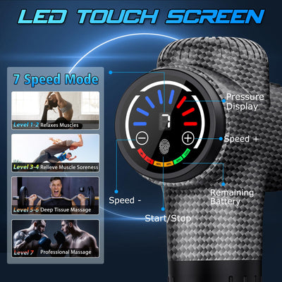 TOLOCO Massage Gun Deep Tissue, Percussion Massage Gun with 10 Replacement Heads, Super Quiet Portable Electric Massager for Athletes, Relax, Black