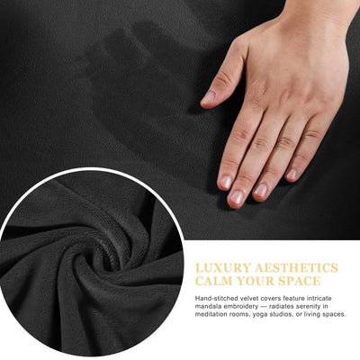 Meditation Zafu Cushion Set with Buckwheat Hulls & Memory Foam - Ergonomic Support for Yoga & Sitting - Removable Machine-Washable Luxury Velvet Cover - for Adults and Kids (Blue)