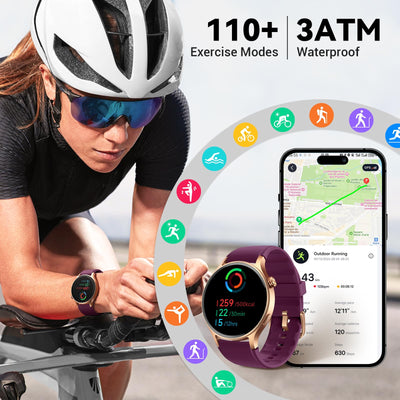 Fitpolo Smart Watch for Women,1.3" AMOLED Touchscreen Fitness Tracker, Make/Answer Calls, Heart Rate SpO2 Monitor, IP68 Waterproof, Sleep & Activity Tracking Smartwatch for Android Phones iPhone