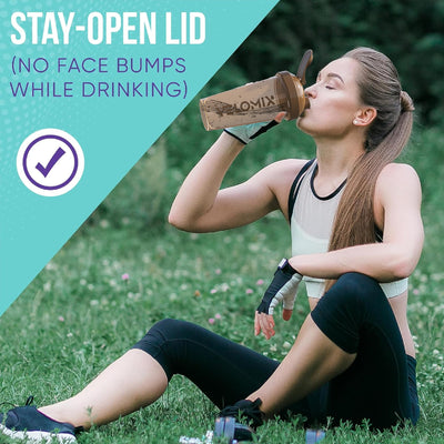 VELOMIX -4 PACK- 28 oz Protein Shaker Bottle for Protein Mixes - 4x Wire Whisk | Leak Proof Shaker Cups for Protein Shakes | Protein Shaker Bottle Pack | Protein Shake Cup (Brown)