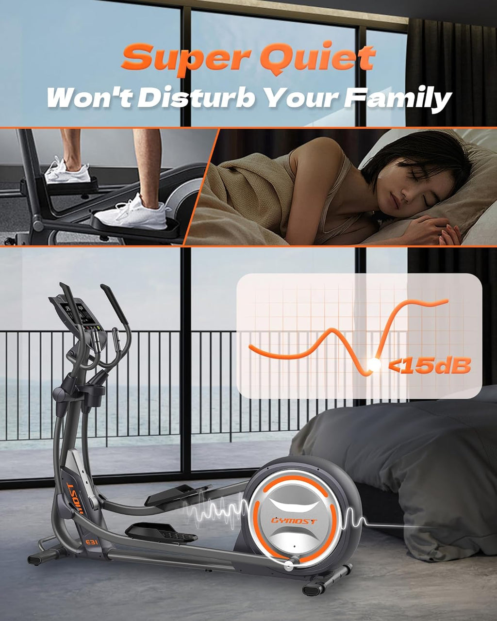 GYMOST Elliptical Machine, Elliptical Exercise Machine for Home with Hyper-Quiet Magnetic Drive System, Elliptical Trainer with 32 Resistance Levels, Large LED Monitor