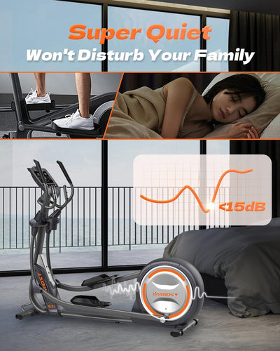 GYMOST Elliptical Machine, Elliptical Exercise Machine for Home with Hyper-Quiet Magnetic Drive System, Elliptical Trainer with 32 Resistance Levels, Large LED Monitor