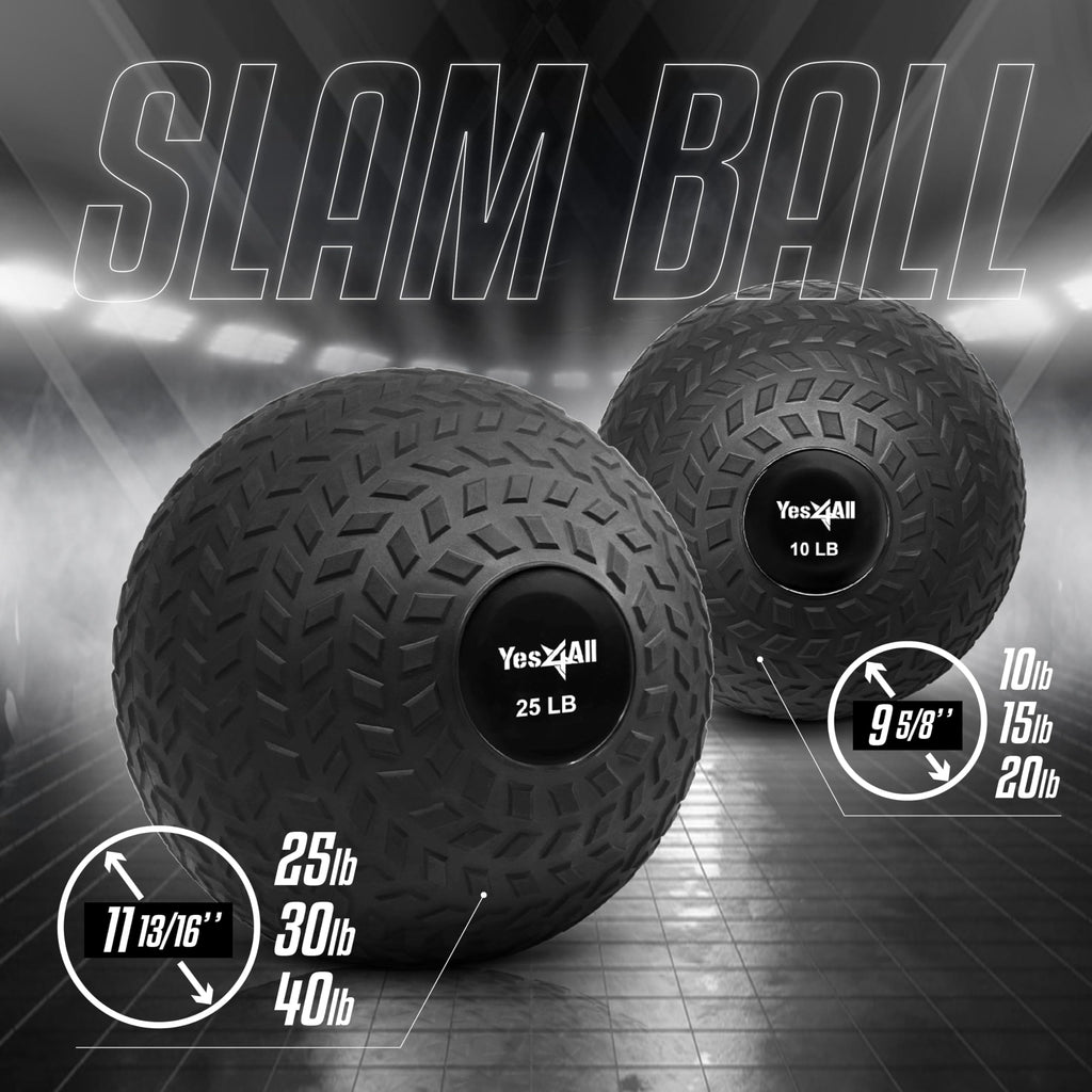 Yes4All Slam Balls, 10-40lb Weighted Ball Weight, Durable PVC Sand Filled Workout Dynamic Slam Ball for Core Strengthen