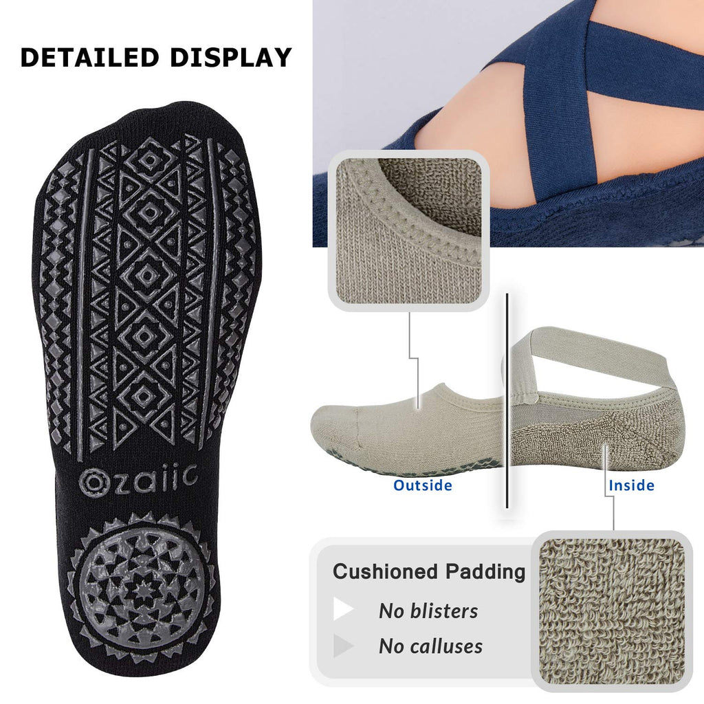 Ozaiic Pilates Socks for Women Non Slip Grip, Yoga Socks with Grippers for Barre, Hospital, Ballet, Dance, Barefoot Workout