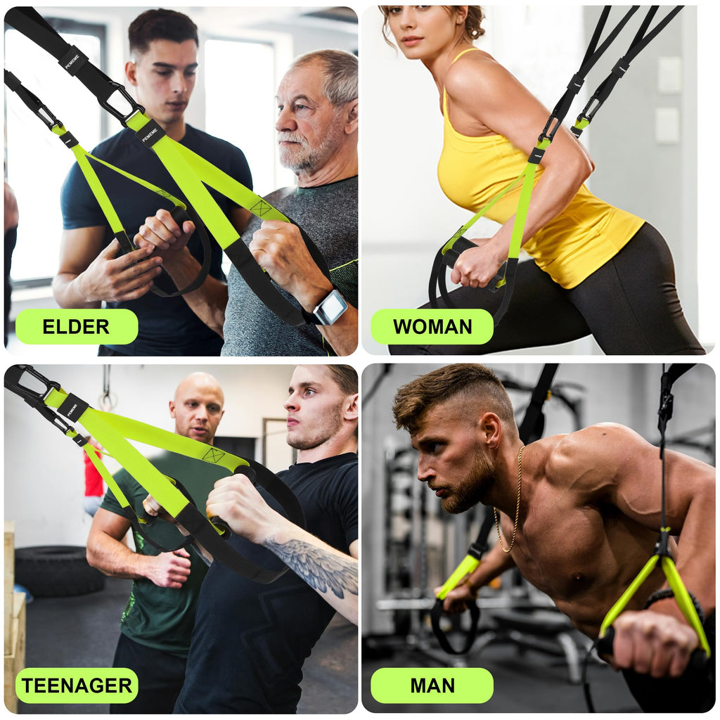 Home Resistance Training Kit | Full-Body Workout with Suspension Trainer Straps, Door Anchor, Handles, and Carrying Bag | Complete Home Gym Equipment