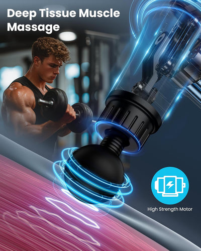 AYURA Massage Gun Deep Tissue, Muscle Massager Gun for Pain Relief, Percussion Massage Gun with 30 Speeds & 6 Heads, Portable Handheld Back Massage Gun for Athlets Men Women