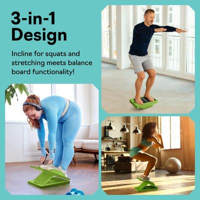 Slant Board with 6 Incline Angles - Transforms Into a Balance Board - Premium Calf Stretcher and Wobble Board for Effective Calf Stretching and Squats