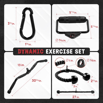 Yes4All Cable Machine Attachment, Row Handles, Tricep Rope, Straight Bar, V Bar, LAT Pulldown Accessories Load 880 LB for Home Gym