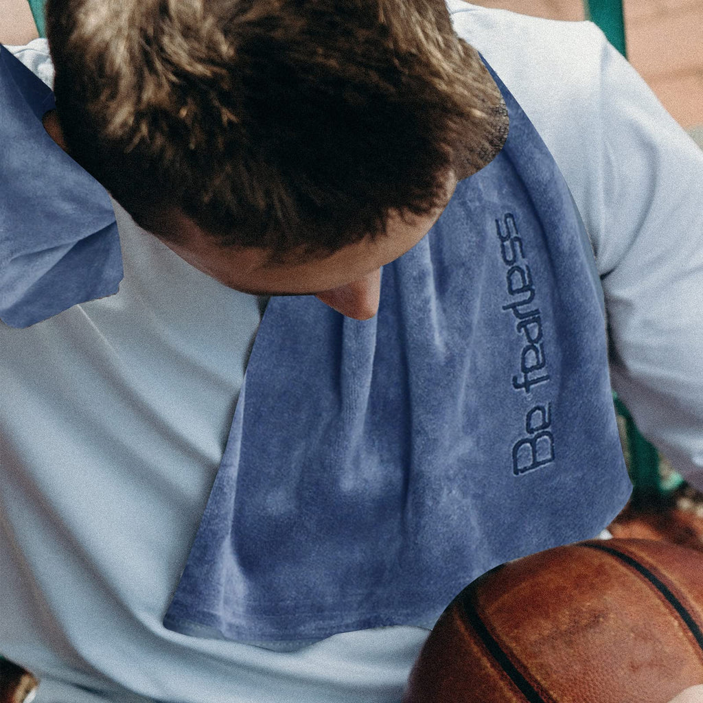 Microfiber Gym Towels Bigger Size Super Soft for Exercise Fitness, Sports, Workout, 380-GSM 15-Inch x 31-Inch Quick-Drying Towels (3 Pack, Grey+Blue+Purple)