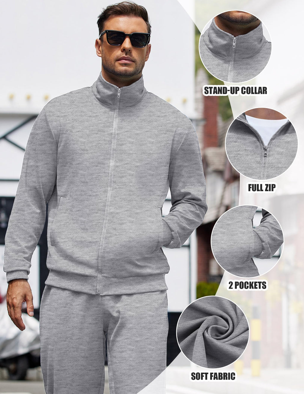 COOFANDY Men's Tracksuits Casual Sweatsuit 2 Piece Full Zip Athletic Jogging Suit Sets Sport Sweat Suit