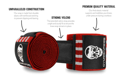 Gymreapers Knee Wraps for Squats and Powerlifting 72 Inch Compression Wraps with Strap for Men & Women Weightlifting Support