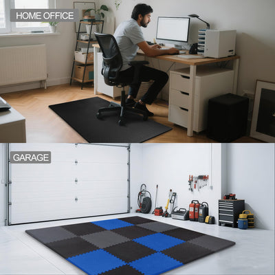 Fitvids Puzzle Exercise Gym Flooring Mat, 3/4" Thick High-Density EVA Interlocking Tiles, Workout Mat for Home Gym, Fitness Equipment, MMA, Gymnastics, 24-Piece Shock-Absorbing Exercise Mat (96 Sq Ft)