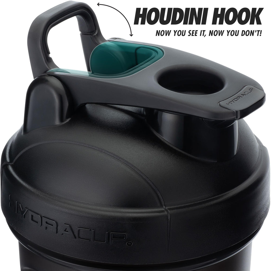 Hydra Cup ProFlow [2 Pack] 28 oz Shaker Bottles for Protein Shakes, Shaker Cups with Ball Blender Whisk, Shaker Bottle with Handle, Travel To Go, BPA Free (Black & Grey, 28oz)