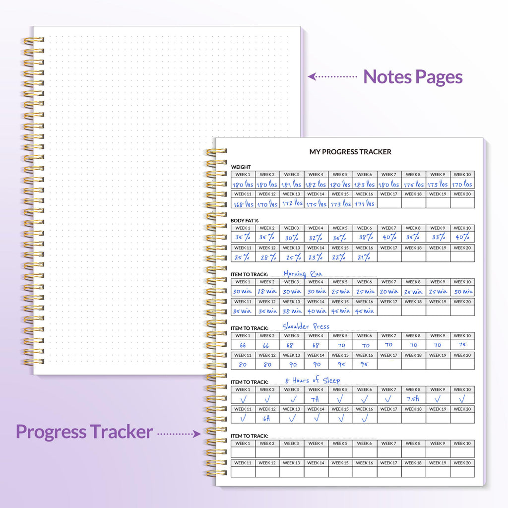 Fitness Journal Workout Planner for Women & Men, A5 (6.4" x 8.3") Workout Journal Log Book Planner Gift for Track Gym Essentials, Home Workouts, Track Progress, Achieve Wellness Goals, Pink