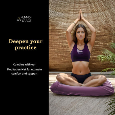 Meditation Zafu Cushion Set with Buckwheat Hulls & Memory Foam - Ergonomic Support for Yoga & Sitting - Removable Machine-Washable Luxury Velvet Cover - for Adults and Kids (Blue)