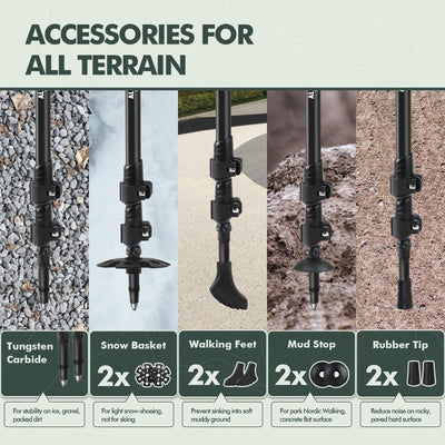 KINGGEAR Nordic Walking Stick, TP1 Hiking Poles Retractable Lightweight 7075 Aluminum, Trekking Poles with Flip Lock, Natural Cork and EVA Grip, 2pc Hiking Gear