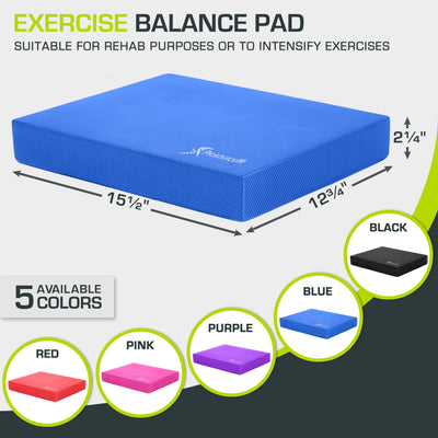 ProsourceFit Exercise Balance Pad – Large Cushioned Non-Slip Foam Mat & Knee Pad for Fitness, Stability Training, Physical Therapy, Yoga 15"x19"