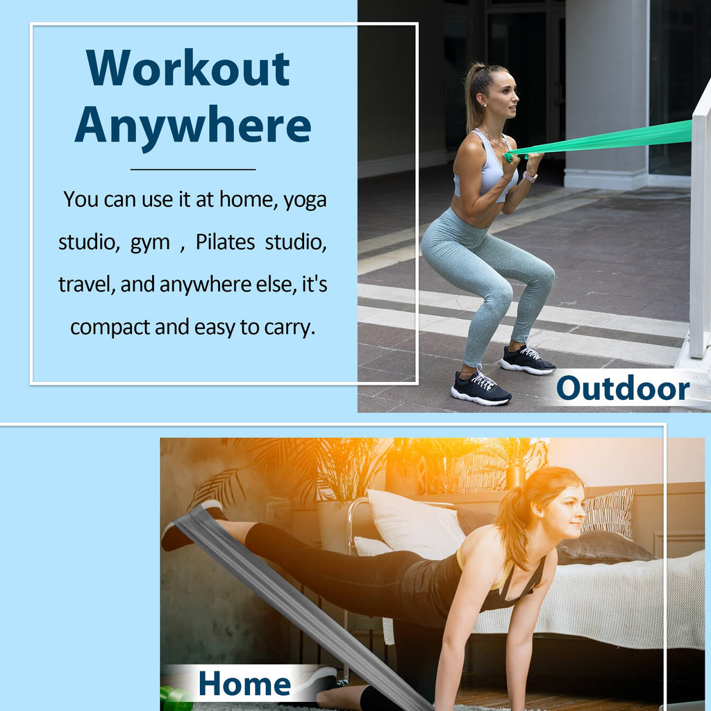 Resistance Bands for Working Out, Physical Therapy Bands, Latex Free Elastic and Exercise Bands Set for Stretching, Suitable for Rehab, Yoga, Pilates, Gym, Home Exercise