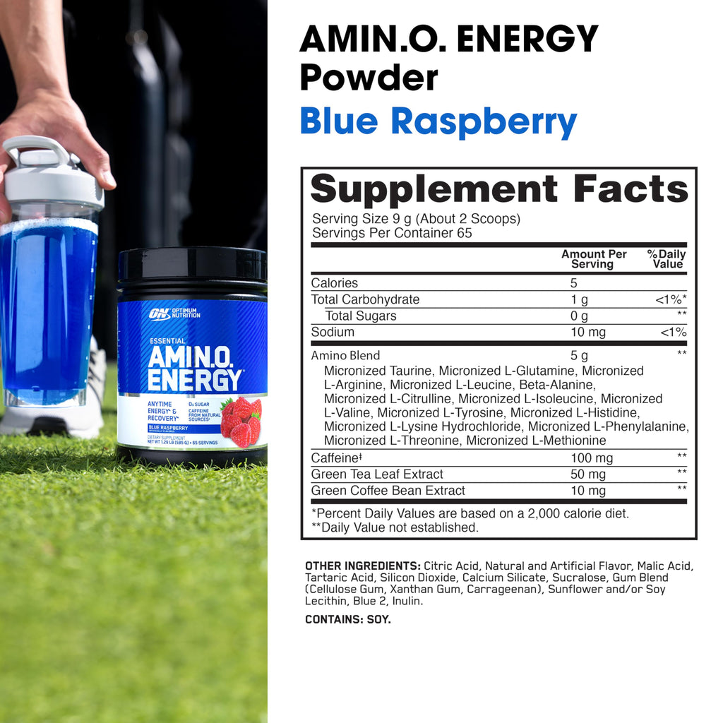 Optimum Nutrition Amino Energy - Pre Workout with Green Tea, BCAA, Amino Acids, Keto Friendly, Green Coffee Extract, Energy Powder - Watermelon, 30 Servings (Packaging May Vary)
