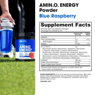 Optimum Nutrition Amino Energy - Pre Workout with Green Tea, BCAA, Amino Acids, Keto Friendly, Green Coffee Extract, Energy Powder - Watermelon, 30 Servings (Packaging May Vary)