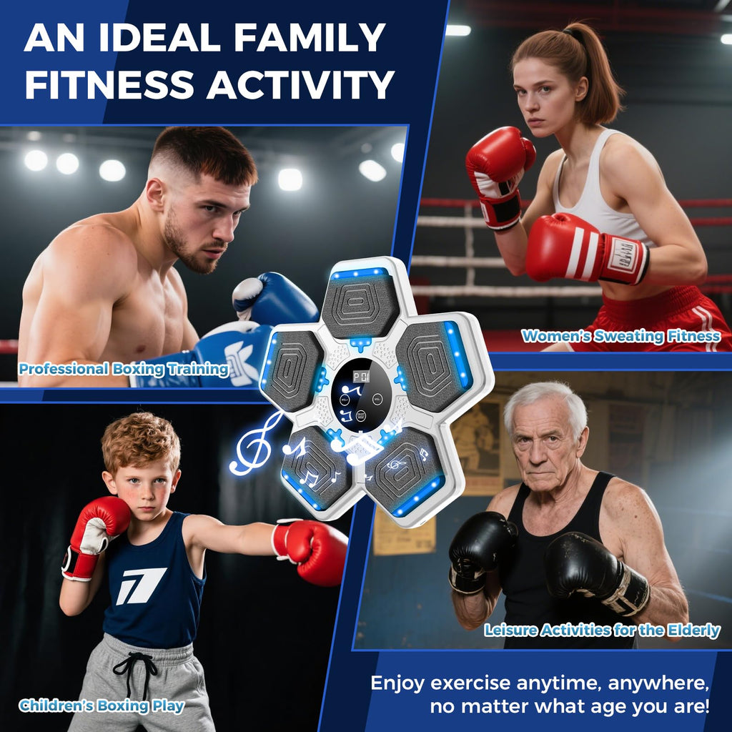 2025 Music Boxing Machine for Adults and Kids, Smart Bluetooth Boxing Training Equipment with Gloves Wall Mounted, Workout Punching Machine for Home,Office and Gym