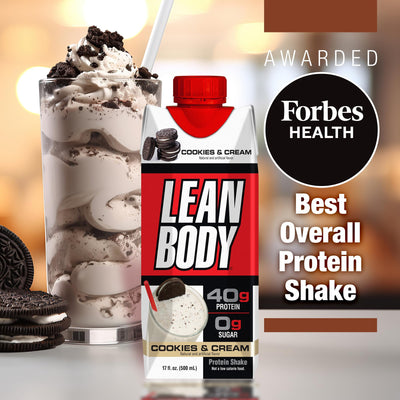 Labrada Lean Body Ready-to-Drink Cookies and Cream Protein Shake, 40g Protein, Whey Blend , 0 Sugar, Gluten No, 22 Vitamins & Minerals, (Recyclable Carton & Lid - Pack of 12) LABRADA , 17 Fl Oz (Pack of 12)