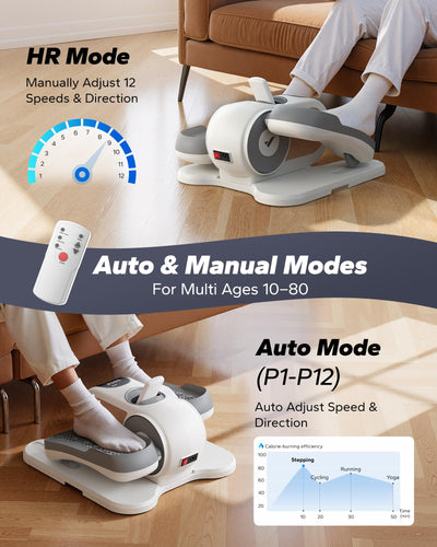 MERACH Under Desk Elliptical Machine, Leg Exerciser While Sitting for Seniors with Remote Control & 12-Speeds, Quiet Portable Electric Seated Pedal Exerciser Machine for Home Office