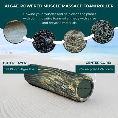 Oceanfoam Tidal Roller - Natural - Muscle Massage Foam Roller for Back Pain & Stretching - Firm and Ergonomic Wide Wave Textured - Yoga, Athletics, & Wellness - Full Size, 20" x 5"