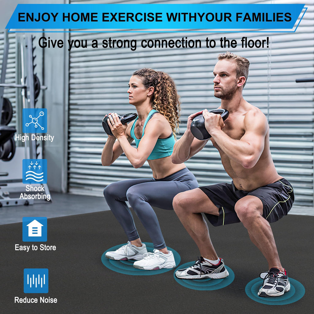 BesWin Large Exercise Mat 8'x4'x6mm/8mm, Extra Thick Workout Mats for Home Gym Flooring, High Density Non-Slip Gym Mats Fitness Mat for Cardio, Weights, Jump Rope, Fitness-Use With or Without Shoes