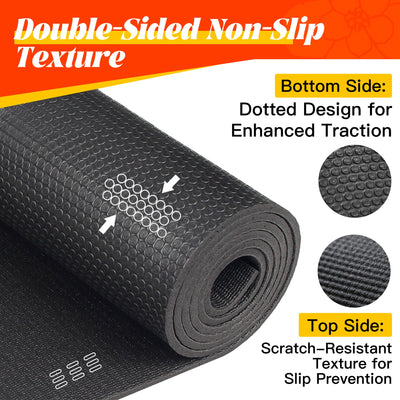 VTORY Extra Thick Large Exercise Mat, 6'x4'/7'x5'/8'x6'/10'x6'x8mm(1/3 inch) , Non-Slip, PVC, Ultra Durable, Heavy-Duty Mat, Shoes-Friendly, High-Density, Large Wide Yoga Mat, Workout Mat for Home Gym, Cardio, Strength, HIIT, MMA
