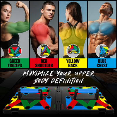 Solid Push Up Board 15 in 1 Home Workout Equipment Multi-Functional Pushup Stands System Fitness Floor Chest Muscle Exercise Professional Equipment Burn Fat Strength Training Arm Men & Women Weights