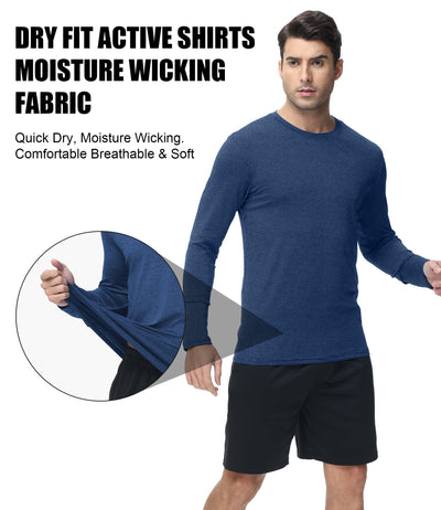 6 Pack Men Dry Fit Workout Long Sleeve Athletic Gym UPF 50+ SPF UV Sun Protection Quick Dry Lightweight Shirts