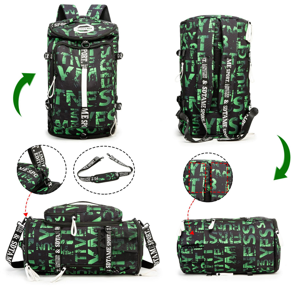 Gym Duffle Bag Backpack with Shoe Compartment,4 ways Travel Backpack for Women and Men,Multi-Functional Weekender bag with Waterproof Layer&Laptop Compartment for Fitness, Travel,Camping