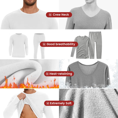 Thermal Underwear for Men Long Johns Set - Fleece Lined Base Layer for Cold Weather Winter Clothes