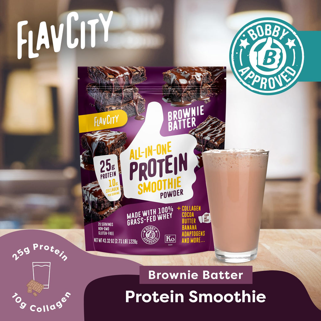 FlavCity Grass Fed Whey Chocolate Protein Powder - Chocolate Peanut Butter - 25g Protein & 10g Collagen - Made with Organic Cocoa & Coconut Milk - Gluten Free & No Added Sugars (20 Servings)