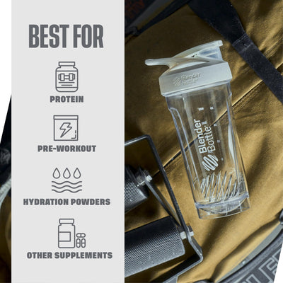 BlenderBottle Strada Tritan Shaker Bottle with Locking Lid, 28-Ounce, White