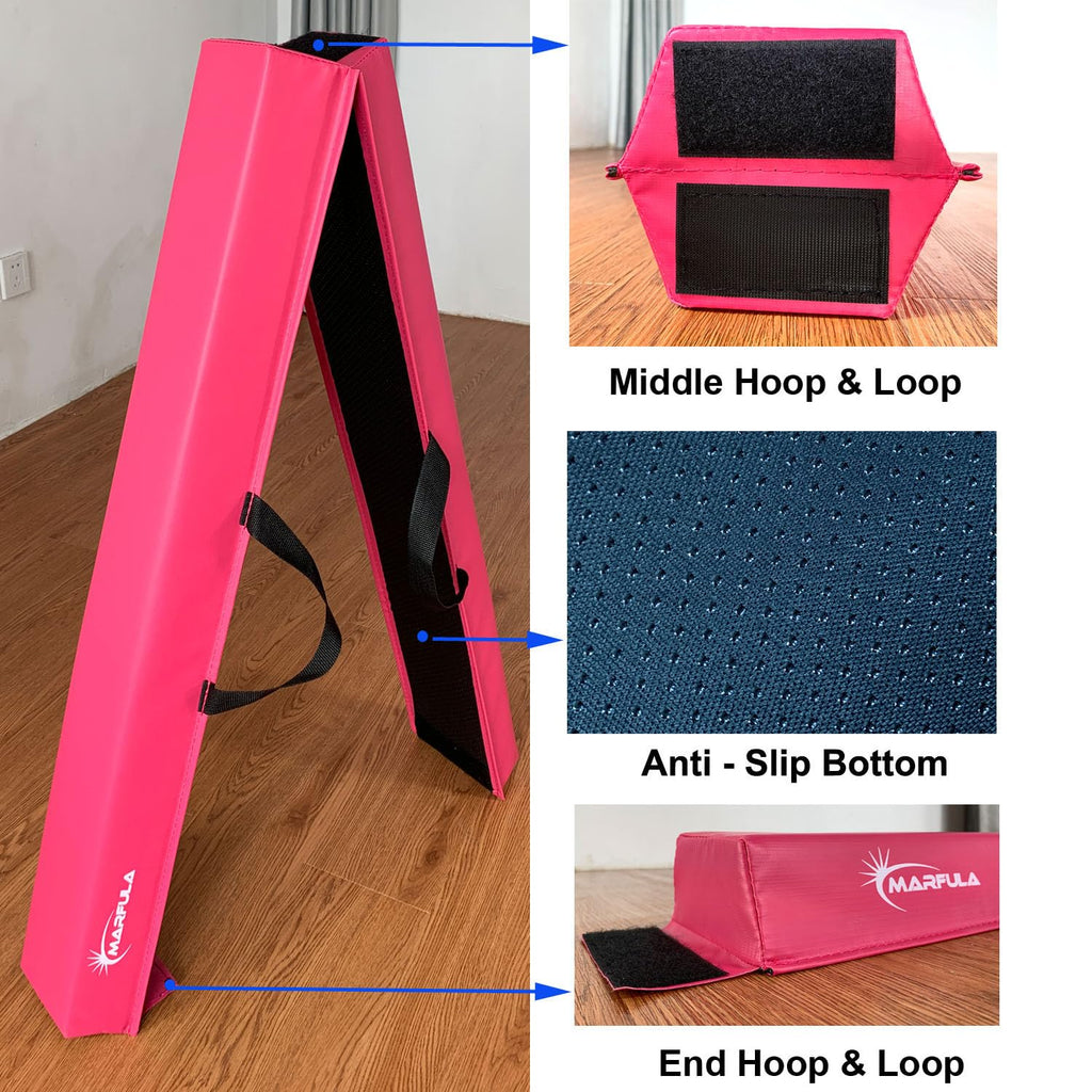 MARFULA Balance Beam - Folding Floor Gymnastics Equipment for Kids, Non Slip Base - 6 FT to 10 FT for Home Gym Use