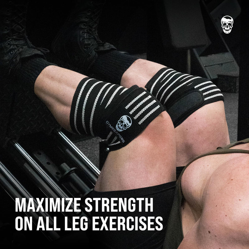 Gymreapers Knee Wraps for Squats and Powerlifting 72 Inch Compression Wraps with Strap for Men & Women Weightlifting Support