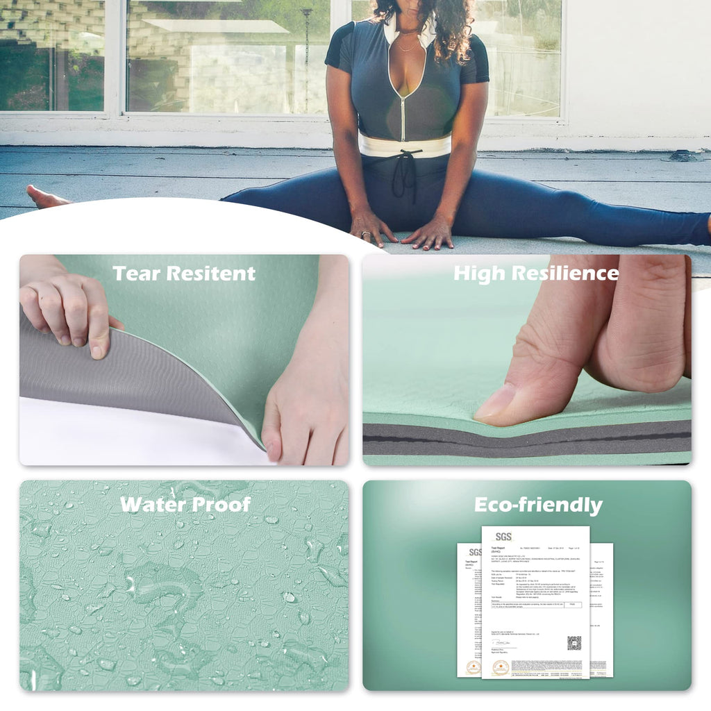 Yoga Mat Non Slip, Pilates Fitness Mats, Eco Friendly, Anti-Tear 1/4" Thick Yoga Mats for Women, Exercise Mats for Home Workout with Carrying Sling and Storage Bag