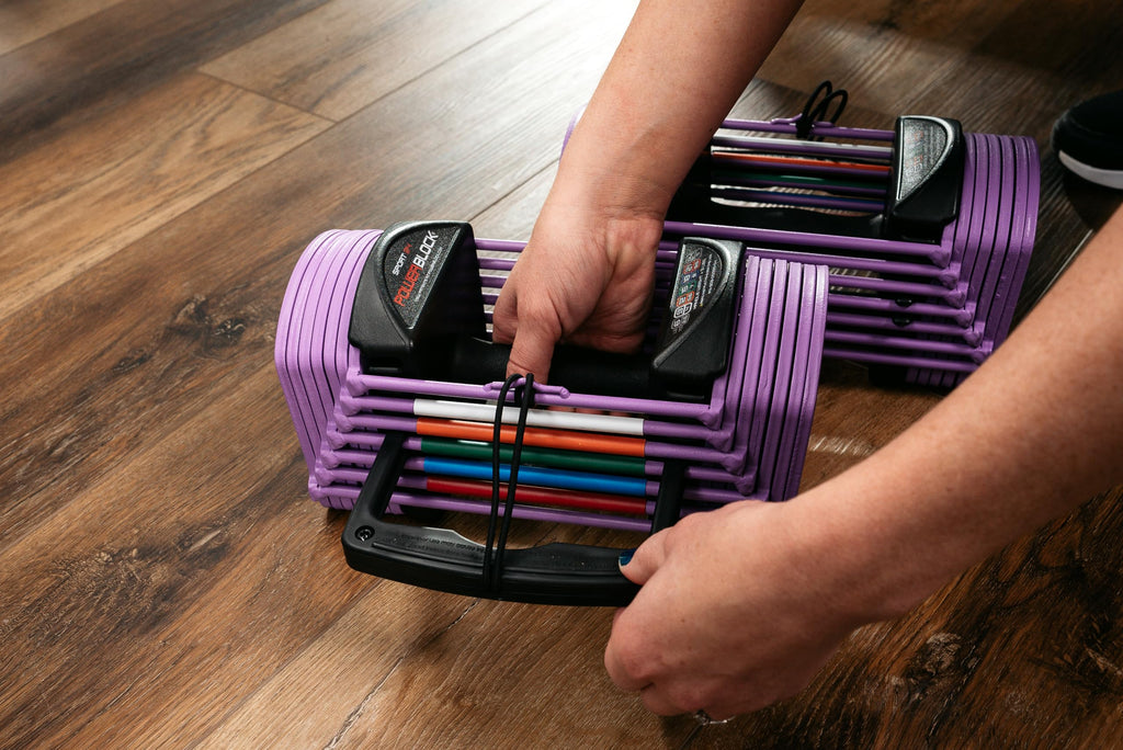 PowerBlock Sport 24 Adjustable Dumbbells, 3-24 lb. Durable Steel Build, Innovative At Home Workout Equipment, All-in-One Strength Training