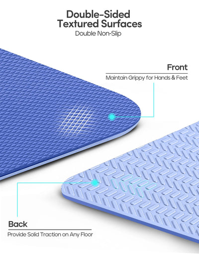 Heathyoga Eco Friendly Non Slip Yoga Mat, Body Alignment System, SGS Certified TPE Material - Textured Non Slip Surface and Optimal Cushioning,72"x 26" Thickness 1/4"