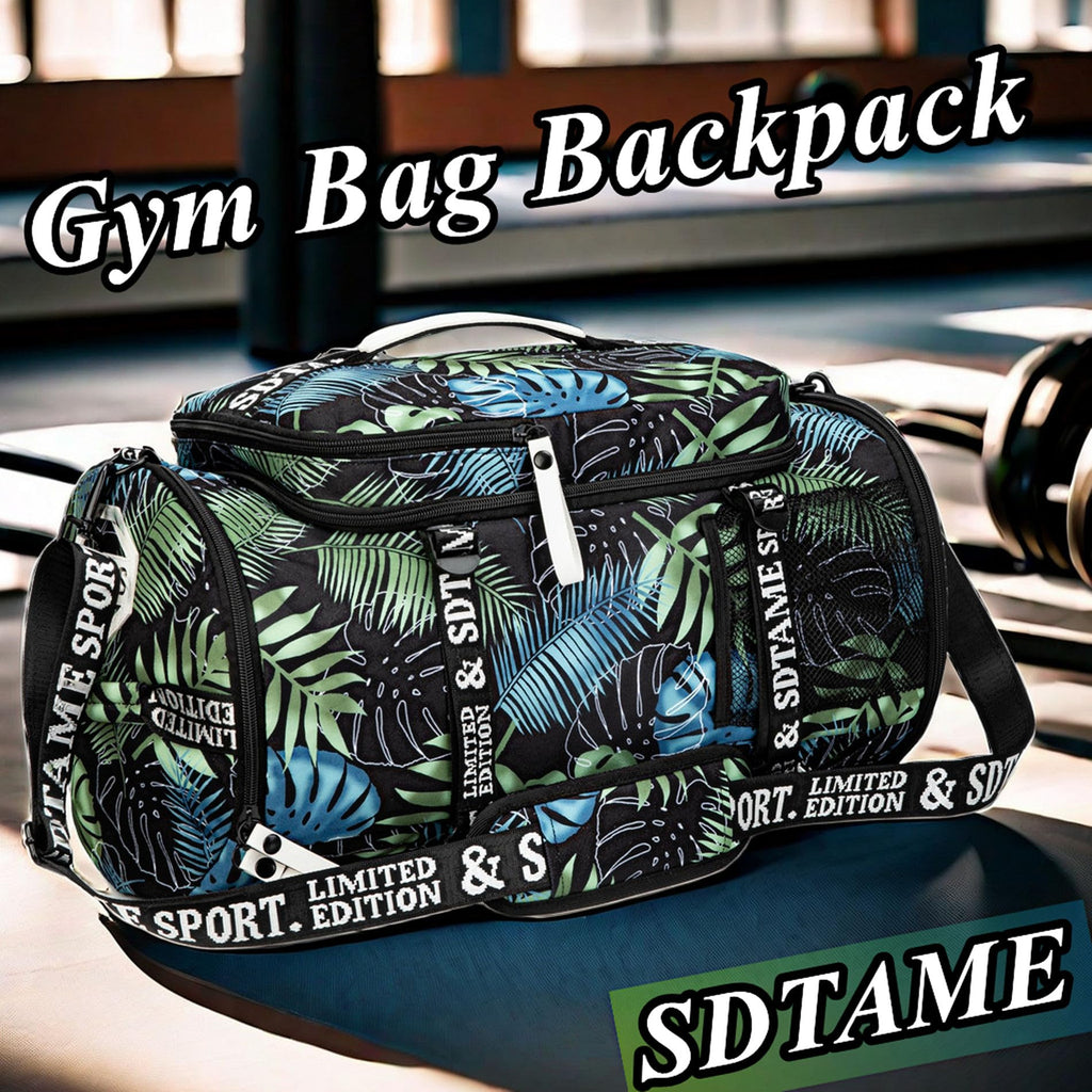 Gym Duffle Bag Backpack with Shoe Compartment,4 ways Travel Backpack for Women and Men,Multi-Functional Weekender bag with Waterproof Layer&Laptop Compartment for Fitness, Travel,Camping