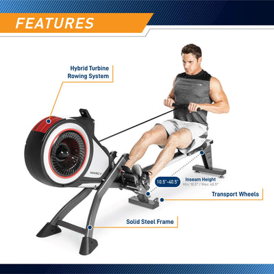Marcy Air Resistance Rowing Machine with Transport Wheels