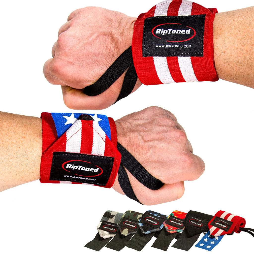Rip Toned 18” Wrist Wraps - USPA Endorsed Wrist Straps for Weightlifting - Quality Wrist Support - Adjustable, Durable, Machine Washable - Gym Wraps for Powerlifting - for Men & Women