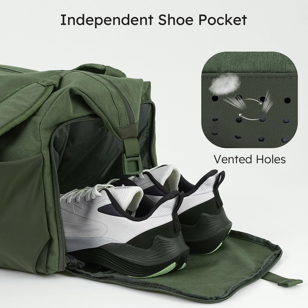 Gym Bag for Men with 2 Upgraded Bottle Holders Convertible Duffle Bag and Gym Backpack Waterproof Sports Bags with Shoes Compartment and Wet Pocket - Black