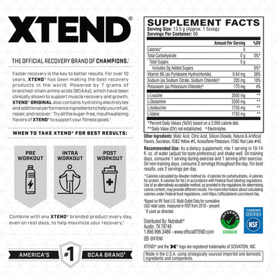 Xtend Original BCAA Powder 7g BCAA and 2.5g L-Glutamine, Sugar Free Post Workout Muscle Recovery Drink with Amino Acids for Men & Women, 30 Servings