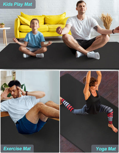 Extra Long & Wide Thick Yoga Mat for Tall Men & Women, 84'' x 32'' x 7mm Oversized Yoga Mat Double-Sided Non Slip, Pro TPE Yoga Mats with Strap